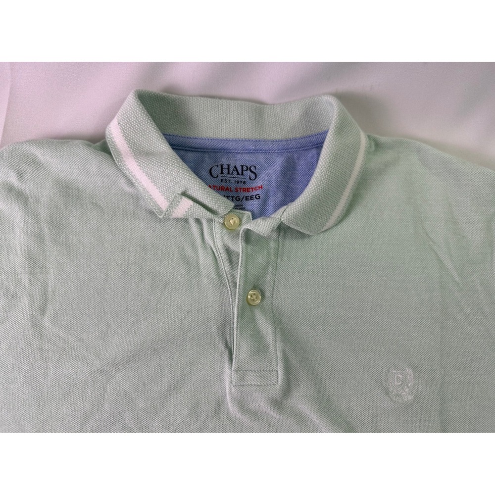 CHAPS 2XL Natural Stretch Golf Polo Shirt Mint Green 100% Cotton Short Sleeve